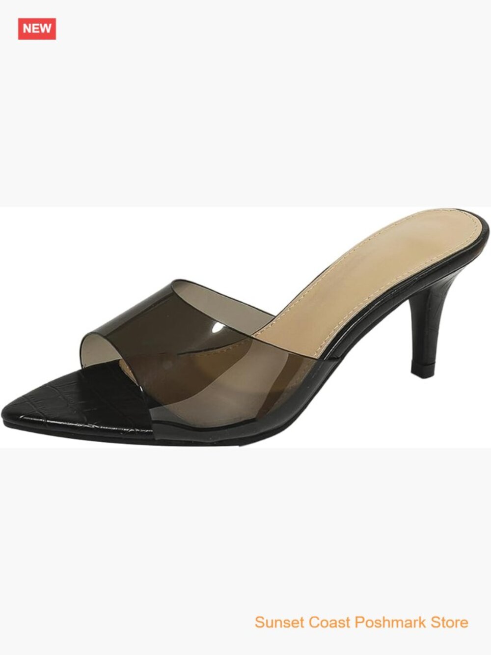 Clear Kitten Heels Pointed Open Toe Stiletto Heels Summer Sandals